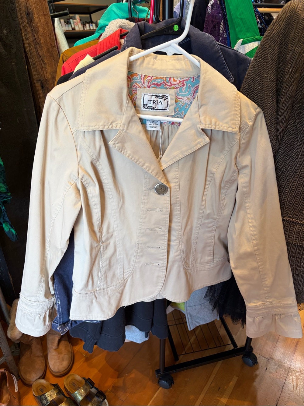 Y2K Women's Cream Button-Front Casual Jacket